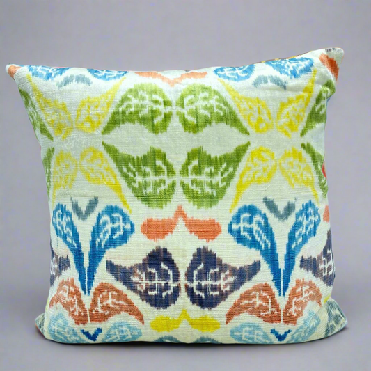 IKAT Silk Back Pillow Cover 50x50CM - Opposing Leaves