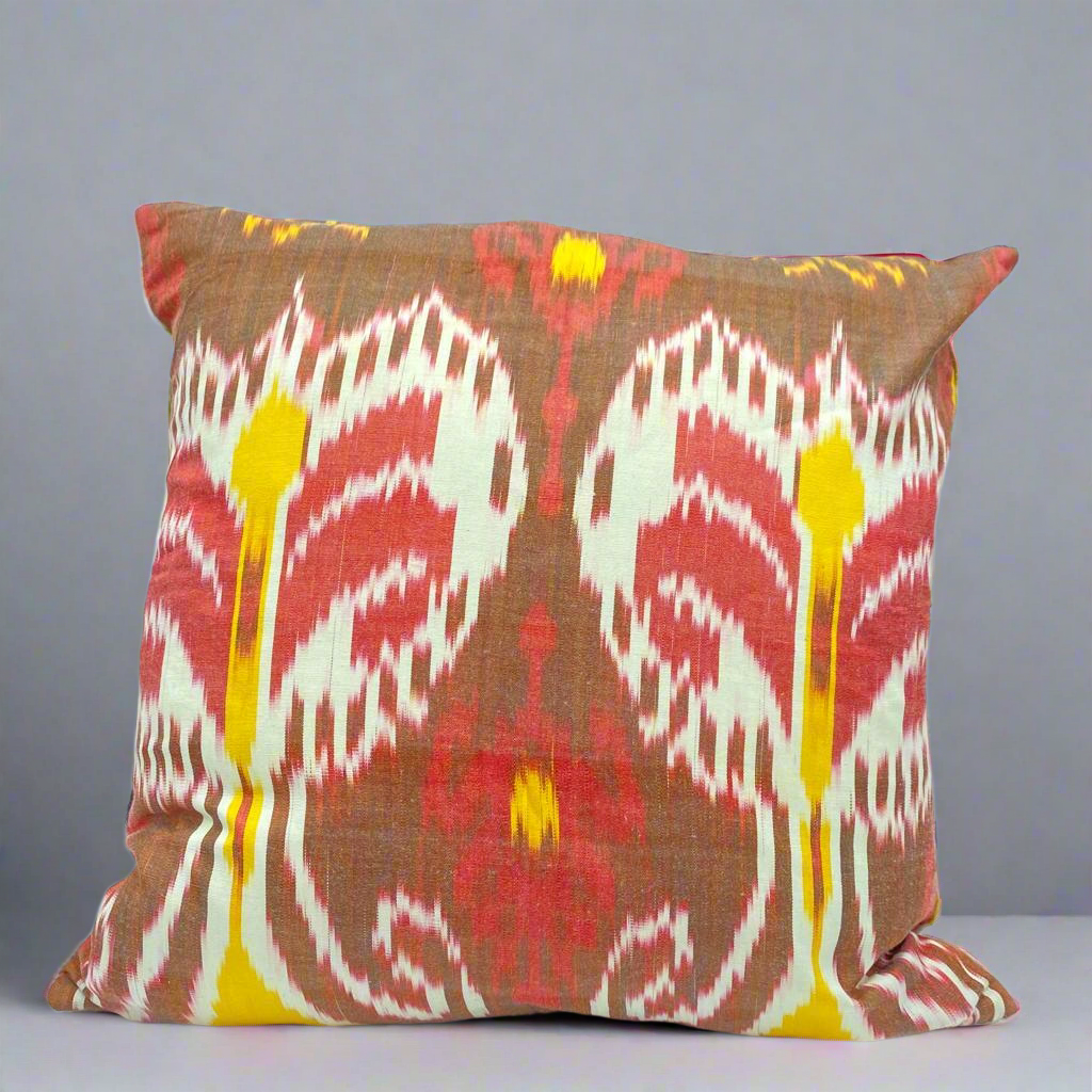 IKAT Silk Back Pillow Cover 50x50CM - Opposing Leaves