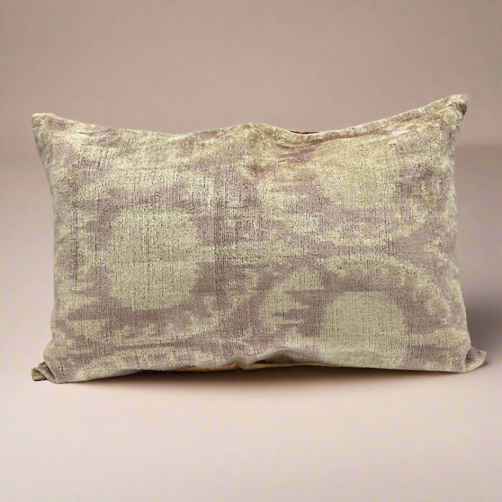 IKAT Silk Back Pillow Cover 60x40 CM- Faded Plum Pomegranate