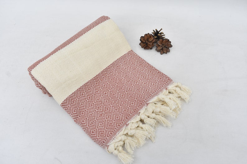 Brick Bath & Hand Diamonds Towel Organic Turkish Cotton - 70" X 40" - 36" X 20"