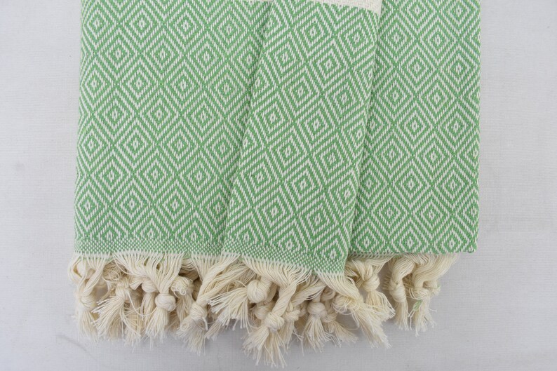 Pistachio Bath & Hand Diamonds Towel Organic Turkish Cotton - 70" X 40" - 36" X 20"