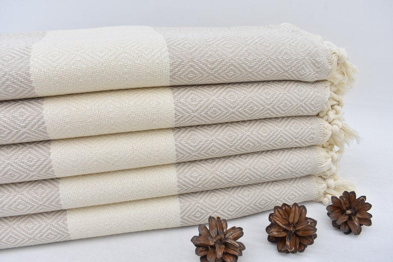 Beige Diamonds Bath Towel Organic Turkish Cotton - 70" X 40" 36" X 20"