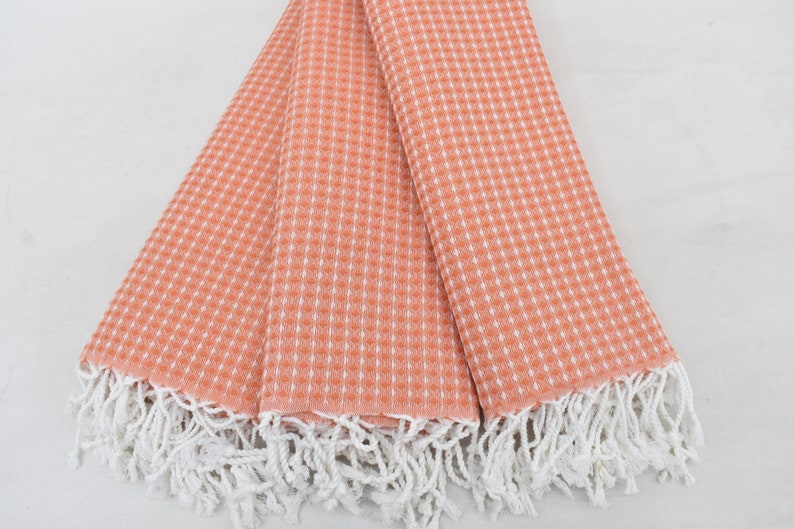 Salmon Waffle Bath Towel Organic Turkish Cotton - 66" X 40"