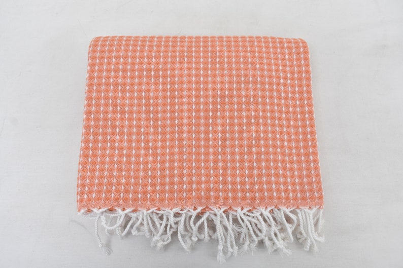 Salmon Waffle Bath Towel Organic Turkish Cotton - 66" X 40"