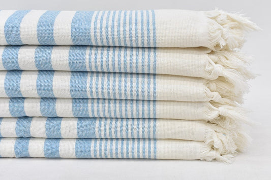 Light Blue Face Towel Organic Peshkir Turkish Towel - 90 CM X 45 CM