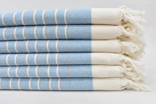 Blue Face Towel Organic Peshkir Turkish Towel - 90 CM X 45 CM