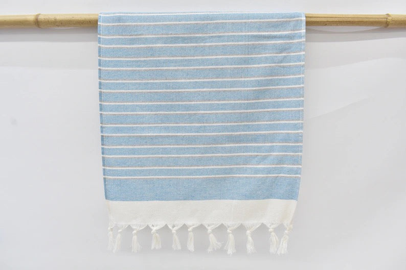 Blue Face Towel Organic Peshkir Turkish Towel - 90 CM X 45 CM