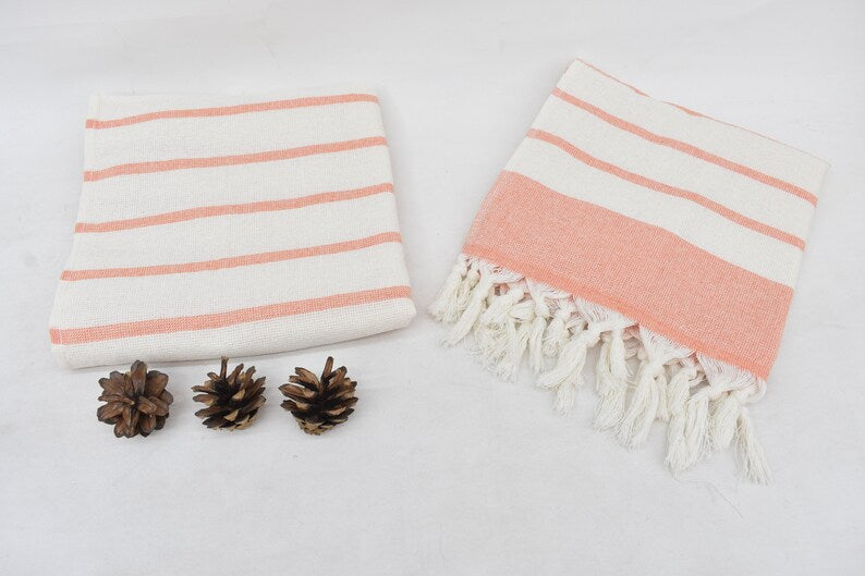 Salmon Hand Towel Organic Turkish Cotton - 36" X 18"