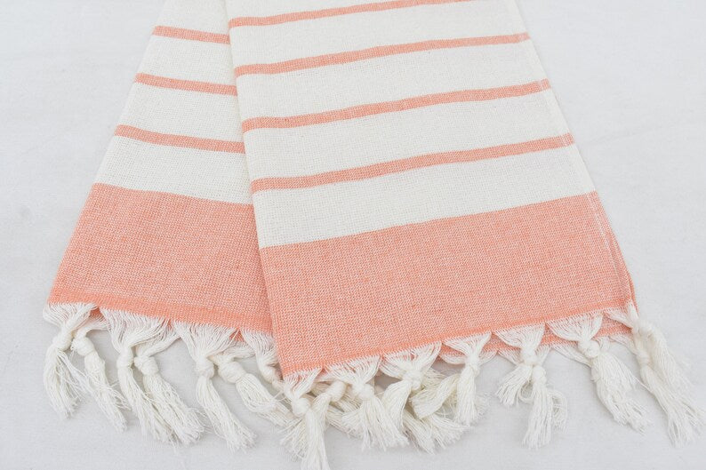 Salmon Hand Towel Organic Turkish Cotton - 36" X 18"