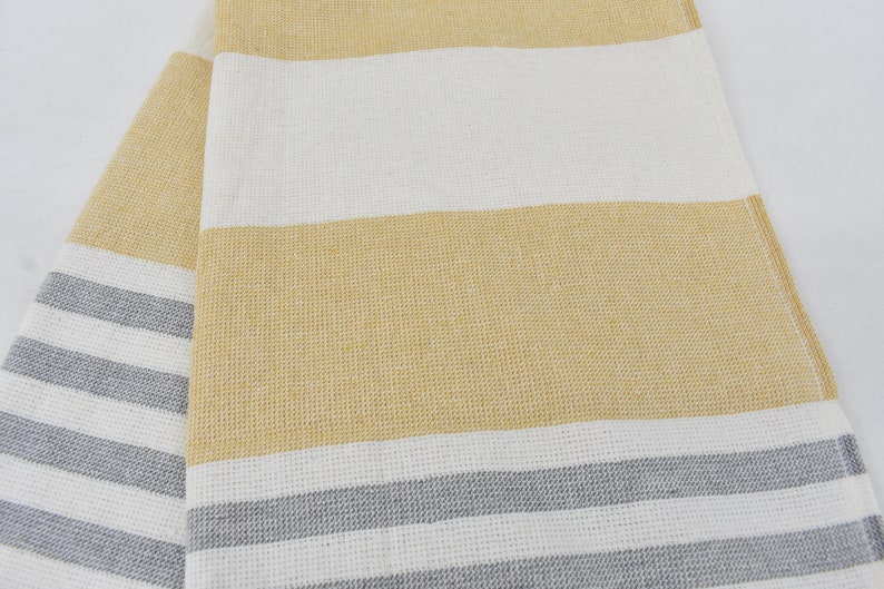 Mustard Gray Face Towel Organic Peshkir Turkish Towel - 90 CM X 45 CM