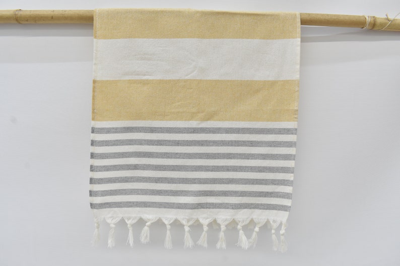 Mustard Gray Face Towel Organic Peshkir Turkish Towel - 90 CM X 45 CM