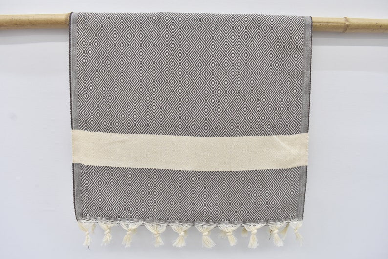 Brown Diamonds Bath Towel Organic Turkish Cotton - 70" X 40"- 36" X 20"