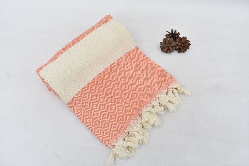 Salmon Bath & Hand Towel Organic Turkish Cotton - 70" X 40" - 36" X 20"