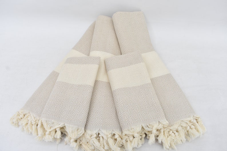 Beige Diamonds Bath Towel Organic Turkish Cotton - 70" X 40" 36" X 20"