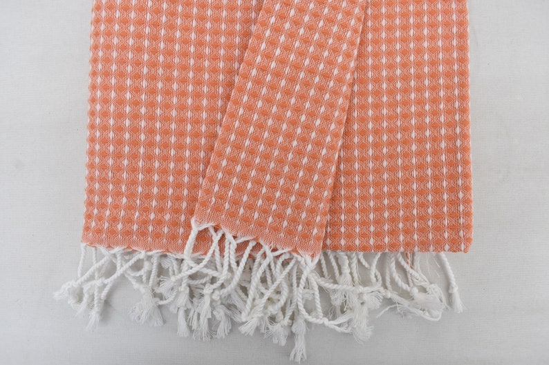 Salmon Waffle Bath Towel Organic Turkish Cotton - 66" X 40"