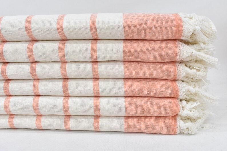 Salmon Hand Towel Organic Turkish Cotton - 36" X 18"