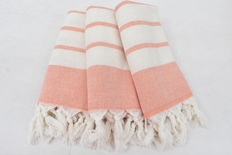 Salmon Hand Towel Organic Turkish Cotton - 36" X 18"