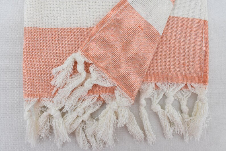 Salmon Hand Towel Organic Turkish Cotton - 36" X 18"