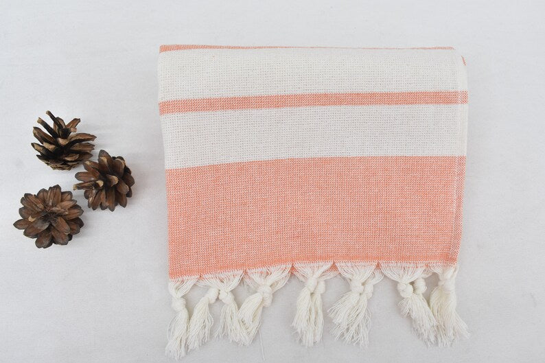 Salmon Hand Towel Organic Turkish Cotton - 36" X 18"