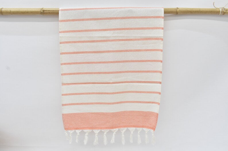 Salmon Hand Towel Organic Turkish Cotton - 36" X 18"