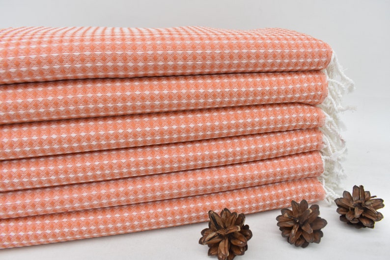 Salmon Waffle Bath Towel Organic Turkish Cotton - 66" X 40"