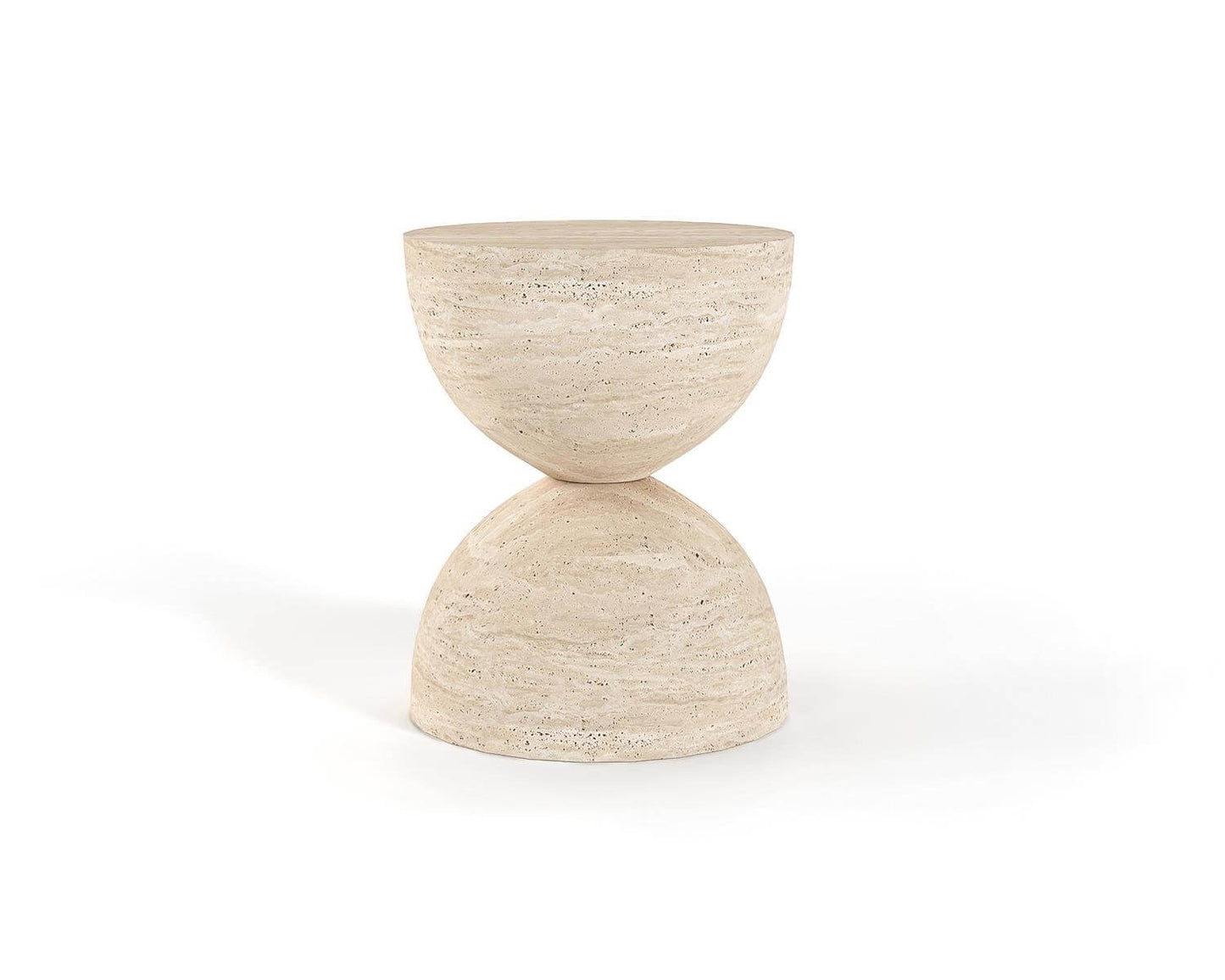 Hourglass Side Table Travertine - LUMINA ELIGMA HOME